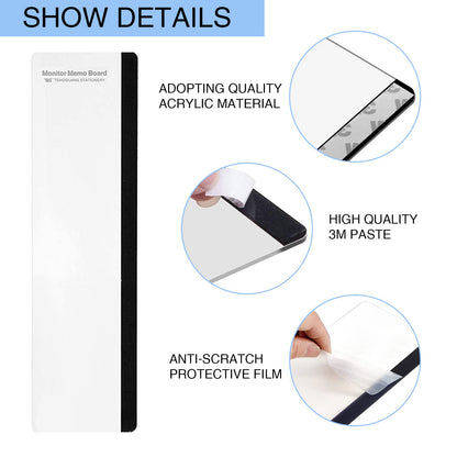 Office Desk Accessories 2pcs Multifunction Computer Monitor Memo Board - Transparent Computer Side Panel Memo Creative Monitor Side Panel Suitable for Office Home Desktop