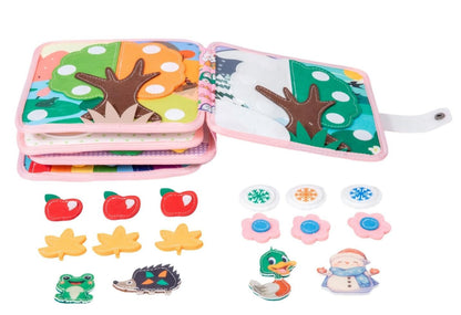 Bunny Montessori Busy Book for Toddlers 1-3- Preschool Felt Quiet Busy Book with Animal Sensory Mats- Early Learning Set for 1 2 3 Years Old Autism Sensory Toy-Airplane Travel Toy for Kids Girls Gifts