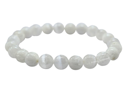 Amazing Gemstone Crystal Bracelet for Women Men's Gifts - Protection Healing Crystal Bracelet - 8mm Gemstone Beaded Stretchable Bracelet Pulseras Para Hombres Mujer Stocking Stuffers Mothers Day Gift (Selenite)