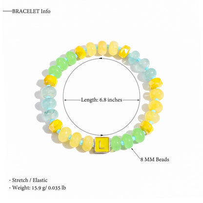 SLYAIH Colorful Beaded Initial Bracelets for Women Boho Crystal Beaded Elastic Stretch Bracelet A-Z Letter Bracelet Handmade Jewelry Gifts for Women
