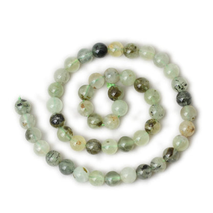 CHEAVIAN 45PCS 8mm Natural Prehnite Gemstone Smooth Surface Round Loose Beads for Jewelry Making 1 String 15 Inches