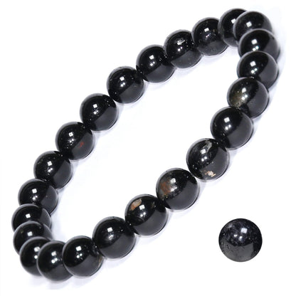 DAZCOLO 8mm Natural Gemstone Stretch Bracelet, Handmade Unisex Crystal Bracelets for Meditation, Yoga, Spiritual Healing & Positive Energy (Black Tourmaline)