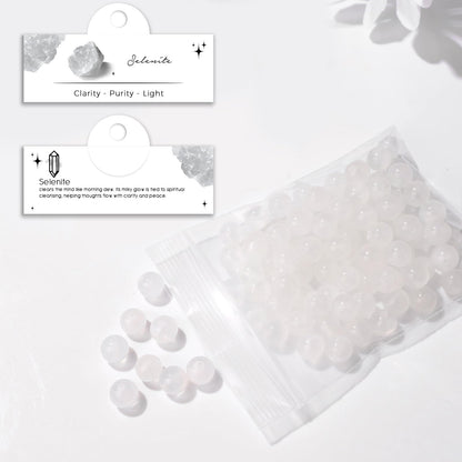 Raicegs 100pcs 8mm Selenite Beads Natural Gemstone Beads Round Loose Beads for Jewelry Making DIY Bracelets Necklace