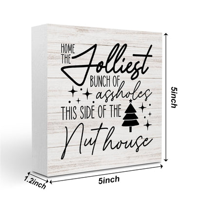 Christmas Decor Christmas Wooden Sign Christian Desk Decor Christmas Vacation Humor Quote Sign Home Office Desk Table Cubicle Shelf Decor Gifts for Women 5 x 5 inch