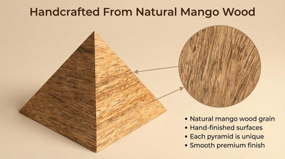Sacred Geometry Powerful Energy Generator Wish Pyramid Handmade Mango Wood for Abundance, Healing & Meditation, Yoga, Vastu, Feng Shui Desk Decor for Mindfulness & Great Spiritual Gift