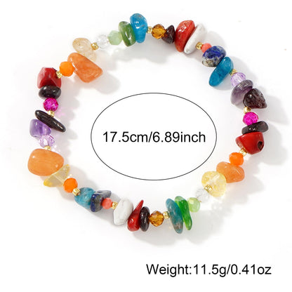 Ustome Colorful Healing Chip Crushed Crystal Inspirational Seven Chakras Beaded Bracelets for Women,Relaxation Energy Inner Peace Stretchy Jewelry,Daily Vacation FriendShip Gifts