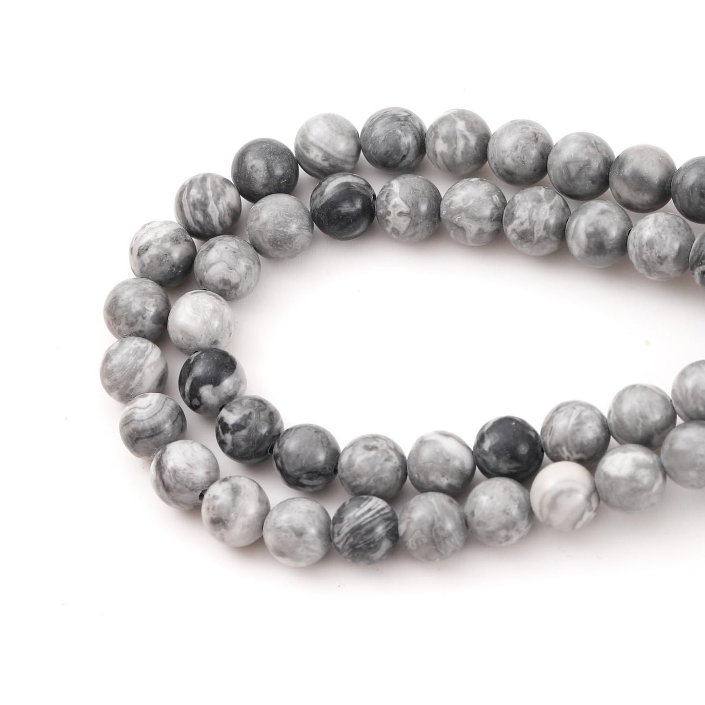 6mm 60pcs DIY Natural Map Stone Beads Round Healing Crystal Gemstone Loose Beads for Jewelry Making Handmade Bracelet Necklace