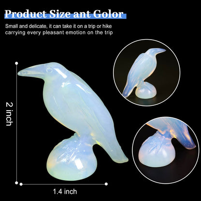 QLRSUXN Opalite Raven Figurines,2 Inch Healing Crystal Animal Statues, Lucky Guardian Pocket Crow Figurines as Women’s Gifts,Raven Statues for Office Home Decor and Ornament.