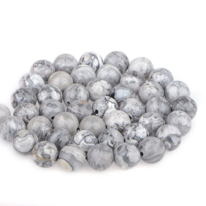 Bymitel 90 pcs Natural Genuine Real Round Loose Stone Beads Gemstone Spacers for Charm DIY Jewelry Making 15.5" per Strand 4mm (Map Jasper, 4mm)