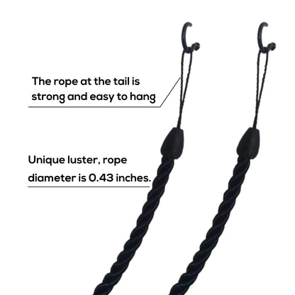 SLIFEOW Curtain Tiebacks Ropes, Decorative Handmade Tie Backs Curtain Holdbacks with 2 Metal Screw Hooks, Holders Cord for Thin or Thick Window Drapes Indoor Outdoor (Black, 2)