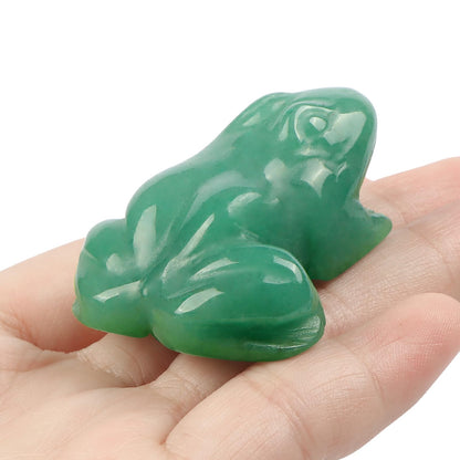 SMQ 2 inch Crystal Frog, Natural Green Aventurine Frog Figurine, Hand Carved Frog Statue Decor, Healing Stone Crystal Animal Statue with Gift Box