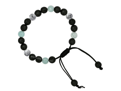 Amazing Gemstone Anger Control Bracelet - Howlite Amazonite Lava Bracelet Set for Men Women Healing Calming Anxiety Stress Relief Gifts Pulseras Para Hombres Mujer Stocking Stuffers (Adjustable)