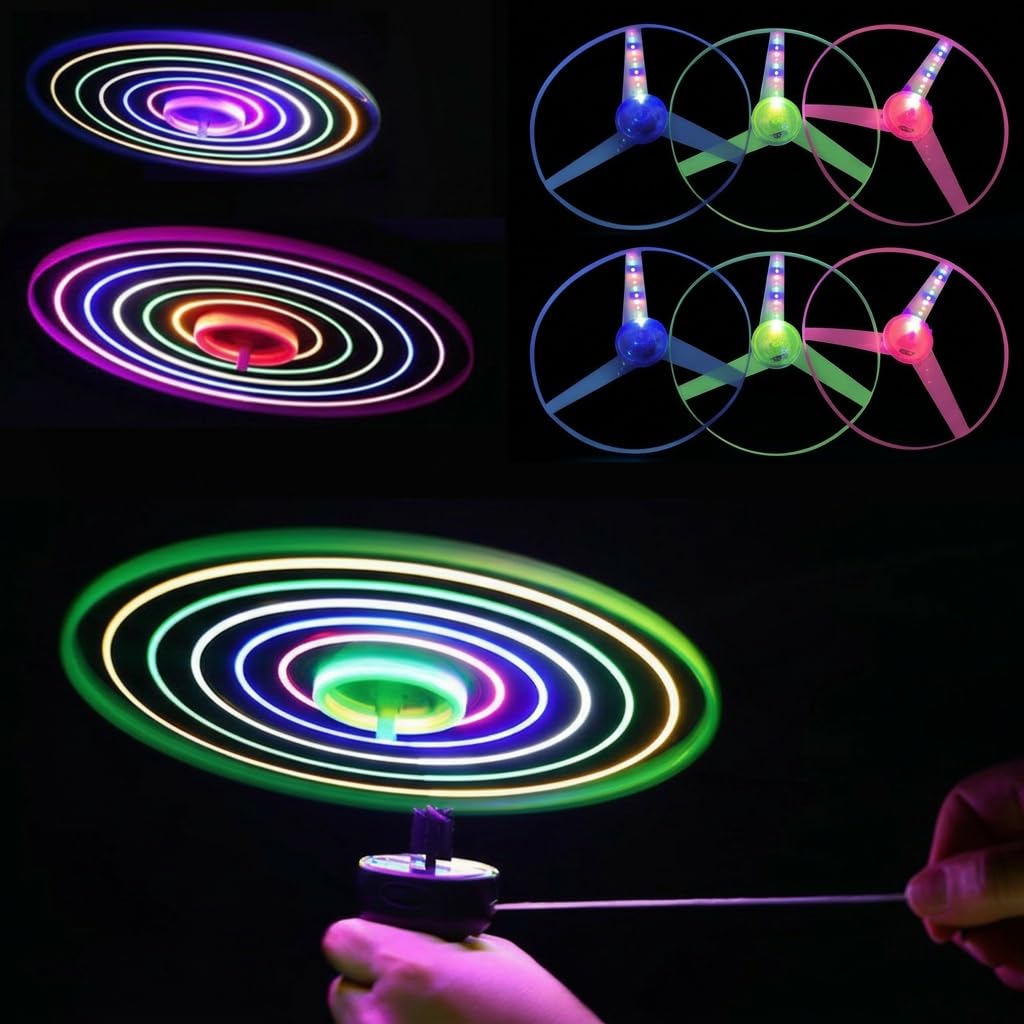 Revanak 6 Sets LED Flying Set, Fun Flying Saucers Toys for Kids with Flashing Lights, Flying Toy Outdoor Toys Glow in The Dark Party Supplies Party Favors for Kids 4-8 8-12