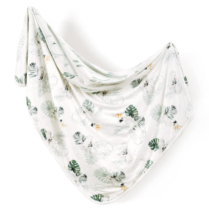 GRSSDER Baby Blankets Super Soft Jersey Knit Swaddle Blanket for Baby Girls and Boys, Double Layer Receiving Blankets 34 x 44 Inches Extra Large for Baby Show Gift, Watercolor Animals, Mint Green