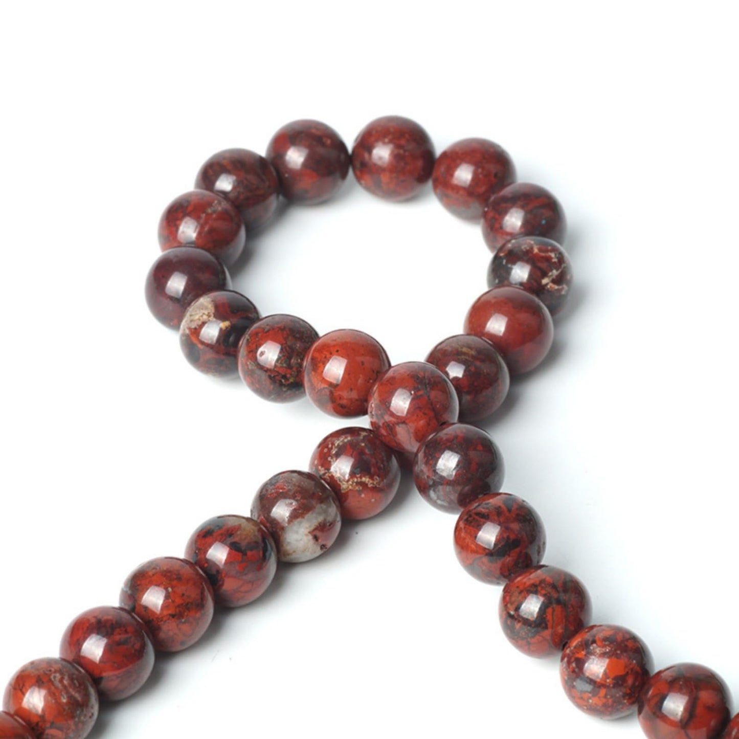 100Pcs Natural Stone 8mm Red Blood Jasper Round Loose Gemstone Energy Healing Beads Hole Size 1mm DIY Smooth Beads for Bracelet Necklace Earrings Jewelry Making