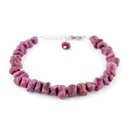 InfinityGemsArt Raw Ruby Bracelets For Women, July Birthstone Jewelry, Natural Gemstones Rough Dainty Bracelet Energy Crystals Rhodium Plated 925 Sterling Silver Chain 8 inch