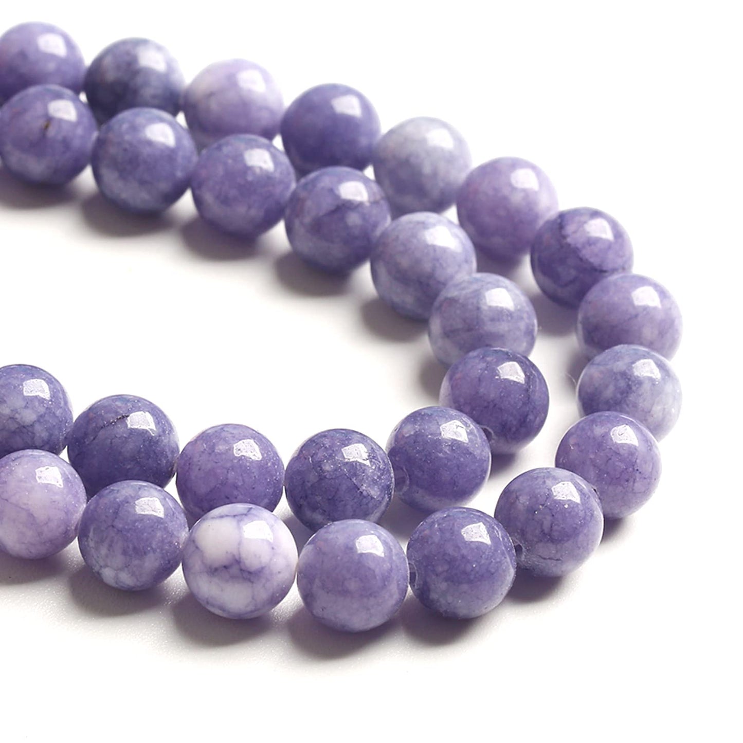 6MM 60PCS Lavender Purple Chalcedony Stone Loose Beads for Jewelry Making DIY Bracelet Necklace