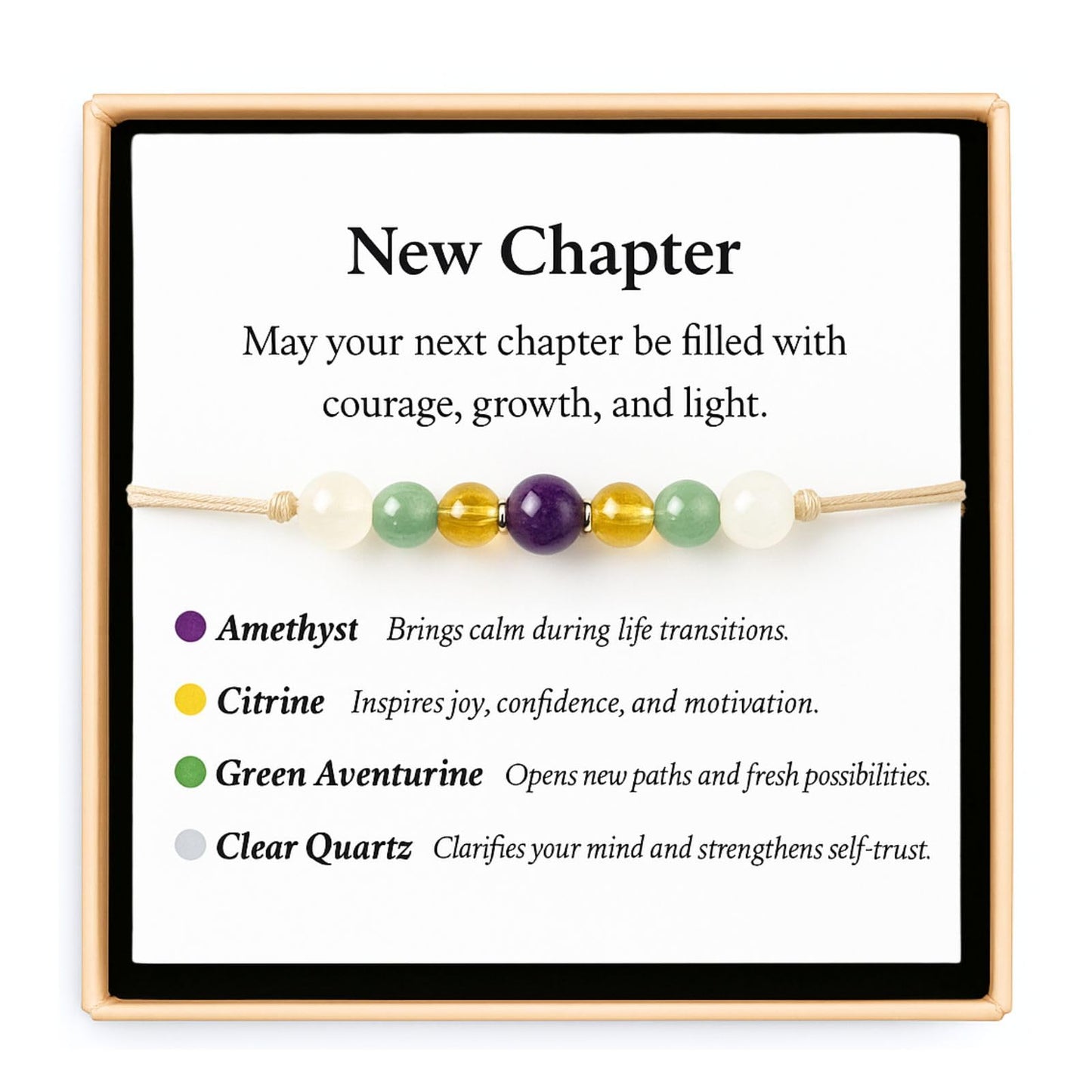 TLOEP New Chapter Crystal Bracelet, Graduation Gift for Women Men, Inspirational New Beginning Bracelet with Meaning Card, Gift for Daughter, Friend, Student, High School College Grad