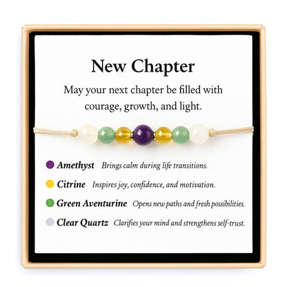 TLOEP New Chapter Crystal Bracelet, Graduation Gift for Women Men, Inspirational New Beginning Bracelet with Meaning Card, Gift for Daughter, Friend, Student, High School College Grad