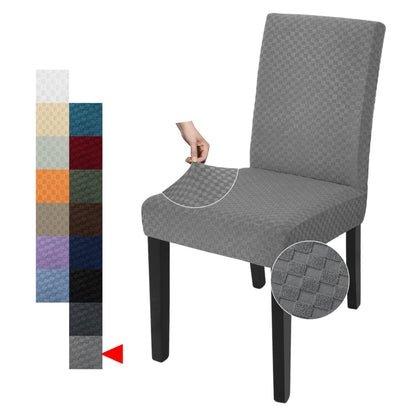 YEMYHOM 2 Packs Latest Checkered Dining Chair Slipcover Parsons Chair Furniture Protector Stretch Chair Covers for Dining Room, Restaurant, Kitchen, Party (Light Gray)