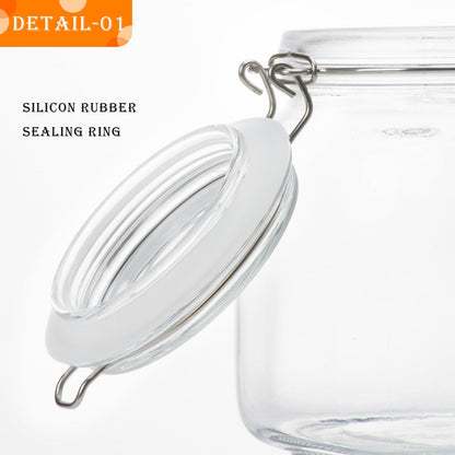 LOOIOOJ 34oz Square Glass Food Storage Jars with Airtight Clamp Lids, 3 Pack Large Kitchen Canisters for Flour, Cereal, Coffee, Pasta and Canning, Mason Jar (Clear 34oz Square - 3 sets)
