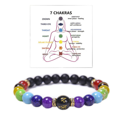 Chakra Bracelets for Women, Crystals and Healing Stones Pulsera Arus 7 Chakras Spiritual Bracelets for Woman Anxiety Healthbangle Lymphatic Drainage Elastic Bangle Natural Stone Yoga Crystals Beads Meditation Relax Anxiety(Matte Black)