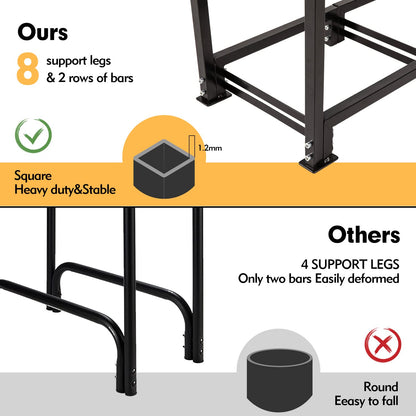 nalone 4FT Outdoor Firewood Rack with Cover, Heavy Duty Square Strong Stand Rack with Waterproof Cover for Fireplace Fire Pits Wood Pile Storage Holder Lumber Rack