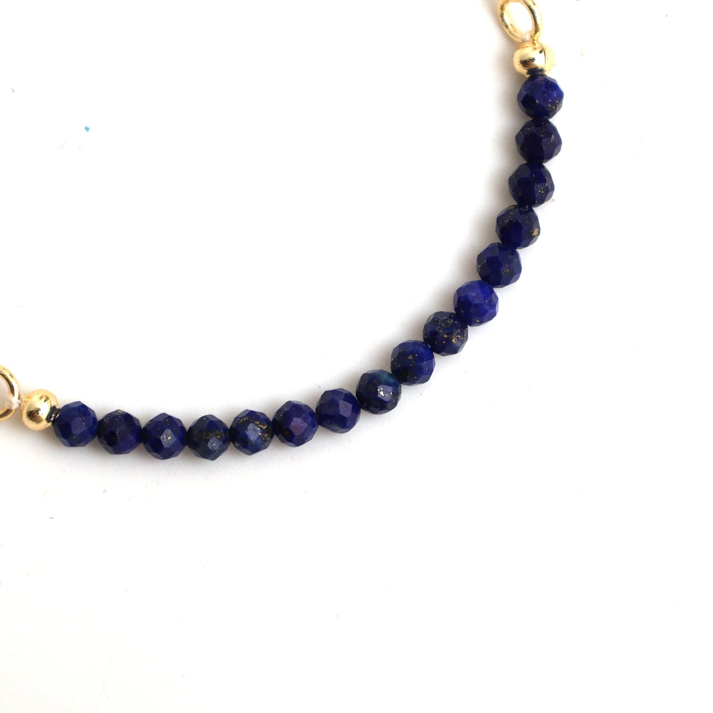 Gempires Birthstone Beaded Bracelet, Lapis Lazuli Bracelets, September Birthstone Jewelry, Bolo Bracelet, Gift for Her, 14k Gold Plated Chain (6-9 Inch Adjustable Length)