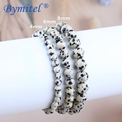 Bymitel 8mm Dalmation Jasper - Handmade Reiki Gemstone Stretch Bracelet, Natural Beauty & Spiritual Essence, Crystal Healing for Unisex Adults