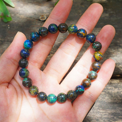TaHLga 8MM Chrysocolla Natural Gemstone Bracelet | Natural Solar Plexus Chakra Gemstones | Bring Luck Wealth Courage | Protection from Evil | Gift