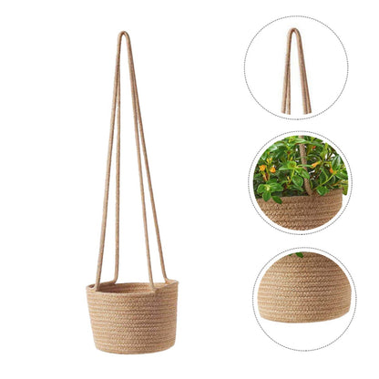 Cabilock 1pc Woven Hanging Basket Pot Macrame Decor Hanging Baskets for Plants Hand Decor Hanging Wall Planter Macrame Hanging Planter Basket Tabletop Planter Woven Basket