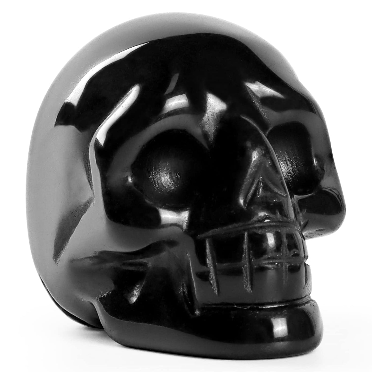 Artistone 2.0" Black Obsidian Halloween Crystal Skull Head Statue,Hand Carved Gemstone Human Skull Stone Figurine Crystal and Healing Stones for Home,Office Decor(Gift Box)
