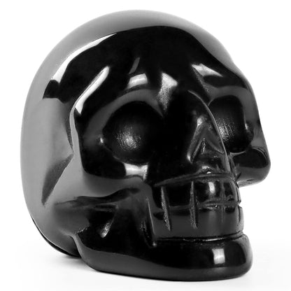 Artistone 2.0" Black Obsidian Halloween Crystal Skull Head Statue,Hand Carved Gemstone Human Skull Stone Figurine Crystal and Healing Stones for Home,Office Decor(Gift Box)
