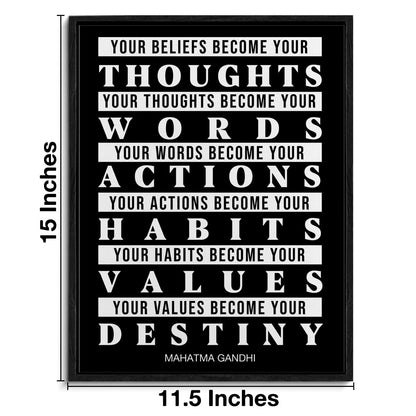 Inspirational Framed Canvas Wall Art Positive Watch Your Thoughts Poster Print Wall Decor Motivational Painting for Home Bedroom Office Decoration 11.5x15 Inches