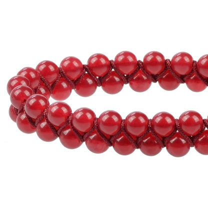 MASSIVE BEADS Natural Chakra Healing Power Crystals Macrame Bracelet Yoga Double Layer Stone Beads Gemstone Meditation Relax Anxiety Bangle for Unisex Women Men (Ruby Jade, 6mm)