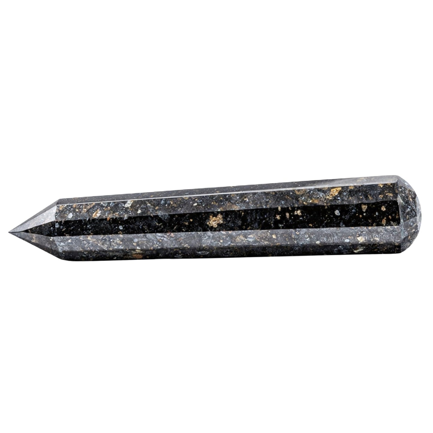 Amazing Gemstone Nuummite Crystal Wand Massage Stick - Pelvic Wand Gua Sha for Adults - Crystals and Healing Stones Massage Wands for Adults Gifts (Pointed)