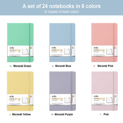 ViVin Lined Journal Notebooks for Work,192 Pages,5.5 x 8.3 inch,College Ruled,A5 Hardcover Journaling Notebooks for Writing,24 Pack Bulk