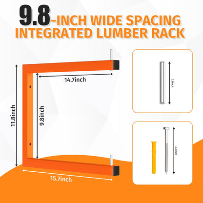 Asxevn 10 Pack Lumber Storage Rack | Wall-Mounted Wood Storage | 10-Tier Heavy-Duty Lumber Rack | 2200 lb Capacity Garage Metal Wood Organizer | Indoor/Outdoor Use (10 Pack-10 Level)
