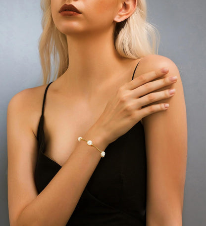 Elegance 11 designs Blessing Bracelet 10mm Crystal White Pearl Bracelet Dainty Gold Tube For Women Simple Bridal Gifts For Friends And Loved