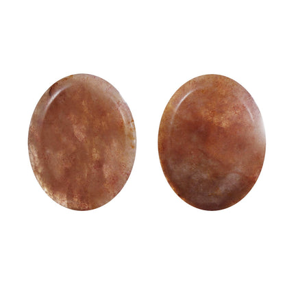 Chakra Worry Stones for Anxiety Crystal Thumb Palm Stone Handcarved Polished Oval Gemstone Chakra Decor Thoughtful Gifts 2PCS (Strawberry Quartz)