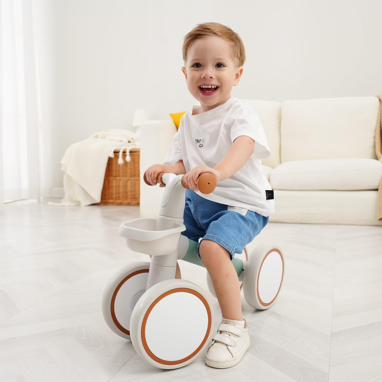 KidRoller Kid's Balance Bikes for 1 Year Old Boys and Girls, 12-36 Months Toddler Ride-on with Adjustable Seat and a Front Basket, First Birthday Gifts (Green)