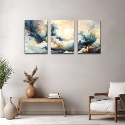 TTHYUEWS Canvas Wall Art - Modern & Minimalist Abstract Ink Paintings - Framed Canvas Prints for Living Room, Bedroom, Office & Bathroom - 3 Piece Set