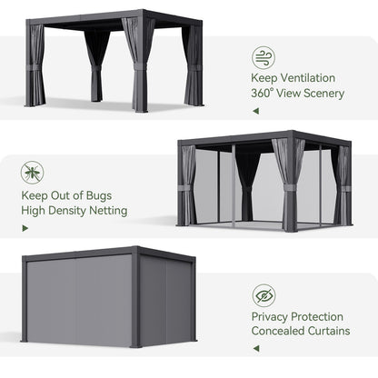Aoxun Louvered Pergola 10' x 12' Outdoor Aluminum Pergola with Adjustable Top for Decks, Gardens and Backyards, Gray