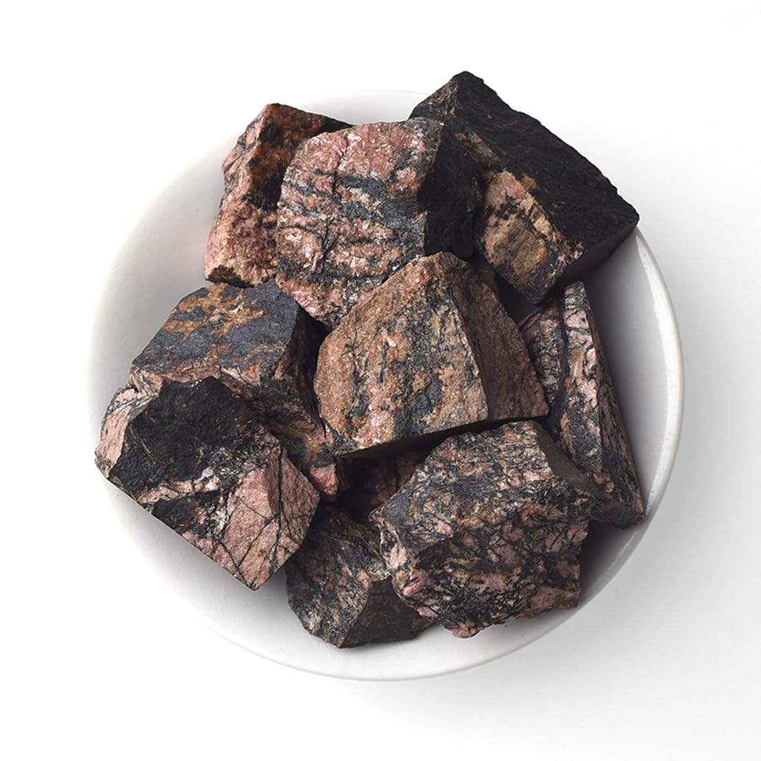 Rhodonite Raw Crystals, Large 1.25-2.0" Healing Crystals Natural Rough Stones Crystal for Tumbling, Cabbing, Fountain Rocks, Decoration, Polishing, Wire Wrapping, Wicca & Reiki