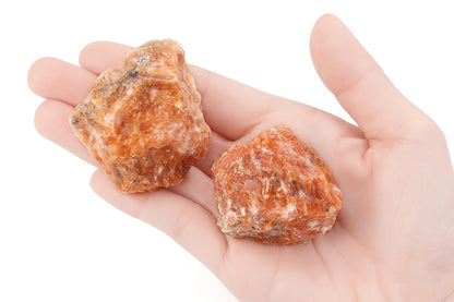 NUKAYAI 2 Pcs Sunstone 1.8-2.2" Large Raw Natural Crystals Healing Stones Rough Crystal Rock for Polishing Cabbing DIY Wrapping Decoration Wicca & Reiki Wire Sunstone Rocks Gfits
