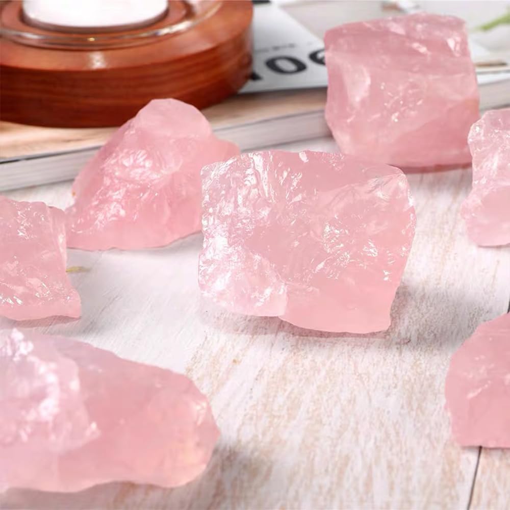 2PCS Natural Raw Stone Healing Crystals Bulk Healing Gemstones for Reiki Tumbling Fountain Rocks Meditation Garden Home Decor (Rose Quartz)