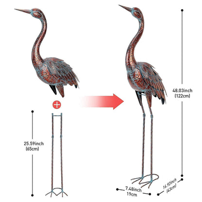 chisheen Outdoor Garden Crane Statues and Sculptures Metal Yard Art Statue for Garden Decoration Large Size