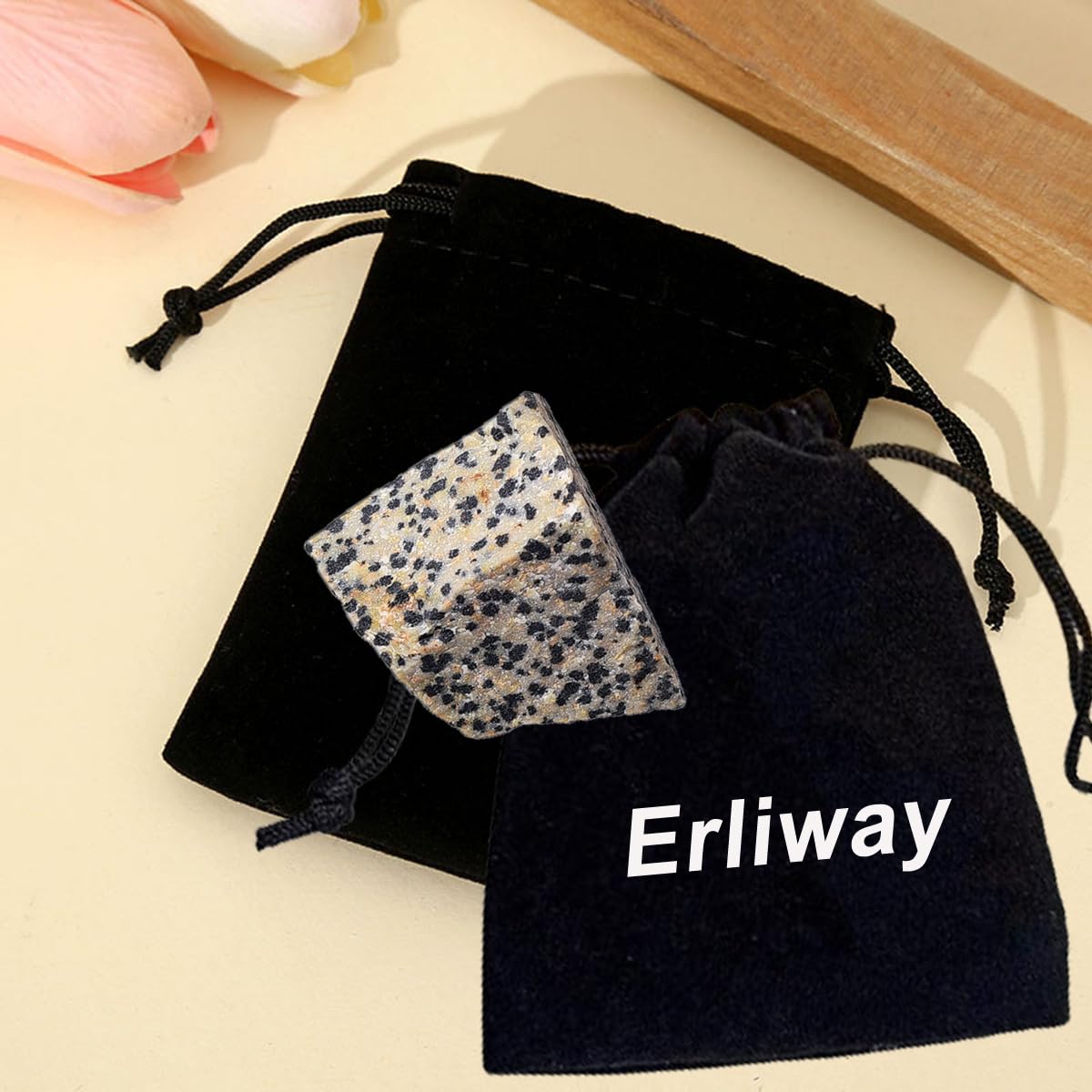 Erliway 1.25-2" Dalmatian Jasper Raw Crystals, Natural Rough Dalmatian Jasper Stones, Healing Raw Stones for Fountain Rocks, Home Decor Meditation Energy Balancing Wire Wrapping Wicca & Reiki