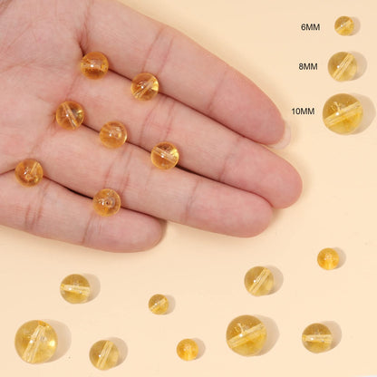 35pcs 10mm Natural Citrine Beads Gemstone Beads Energy Healing Crystal Round Loose Stone Beads for Jewelry Making, DIY Bracelets Necklaces