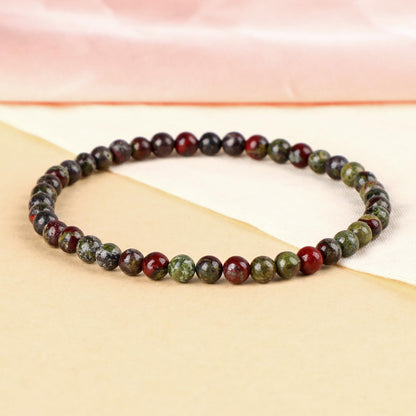 LPBeads Handmade Natural Gemstone Stretch Elastic 4mm Dragon Bloodstone Bracelet Healing Crystal Round Stone Beads Jewelry Gifts for Women Men